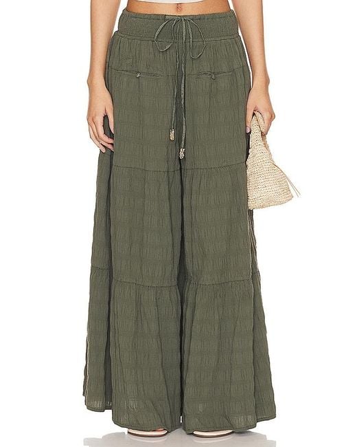 Free People Green In Paradise Wide Leg In Olive. - Size L (also In M, Xl)
