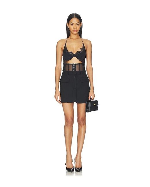 Monse Black Deconstructed Tailored Mesh Corset Mini Skirt