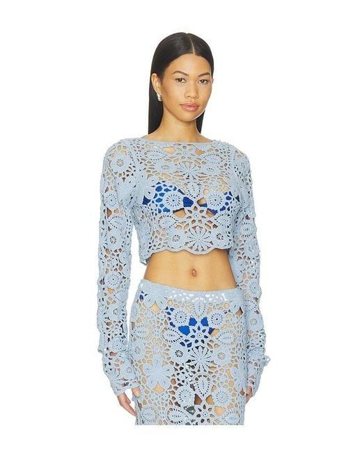 SNDY'S Blue Tala Crochet Top