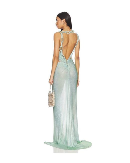 Bronx and Banco Blue Morocco Sleeveless Cutout Diamond Gown