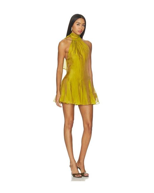 retroféte Yellow Lilacine Chiffon Dress