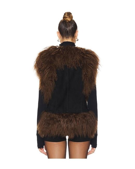 Susanna Chow Brown Dorothy Shearling Suede Vest