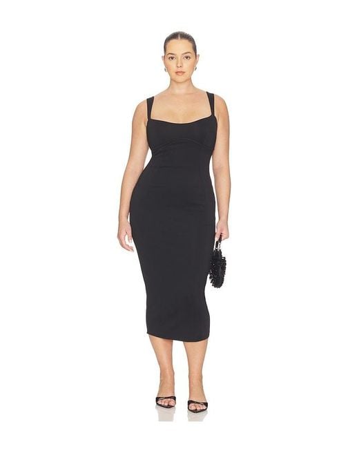GOOD AMERICAN Blue Sculpting Sweetheart Midi Dress
