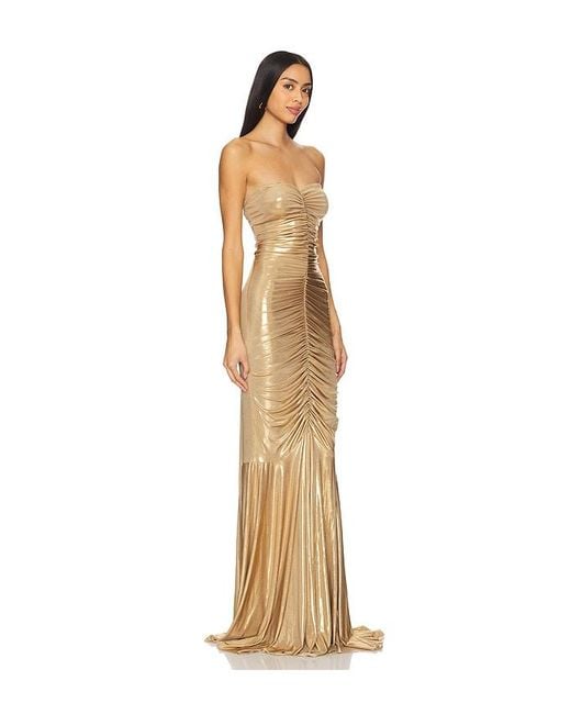 Norma Kamali Natural Strapless Shirred Front Fishtail Gown