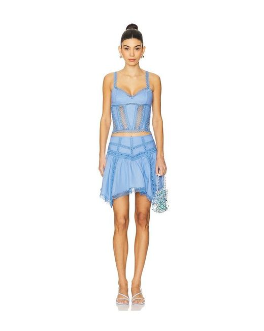 Charo Ruiz Blue Hibis Short Skirt