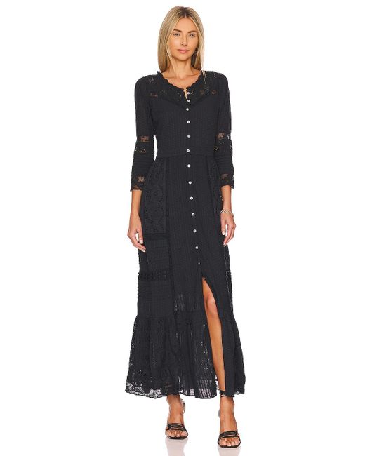 LoveShackFancy Cotton Darlene Victorian Maxi Dress in Black | Lyst