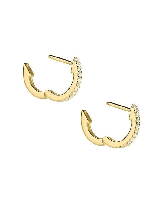 STONE AND STRAND Metallic Diamond Pave Huggie Earrings