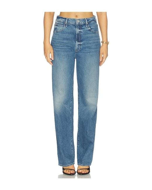 Mother Blue High Waisted Tunnel Vision Sneak Jeans