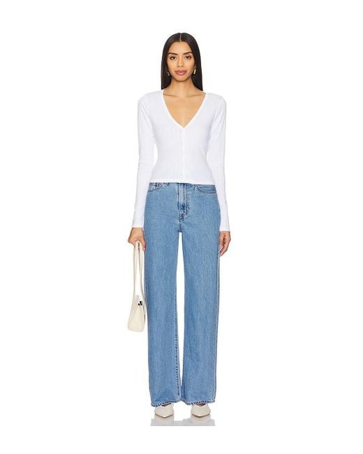 GOOD AMERICAN White Cotton Pointelle Cardigan