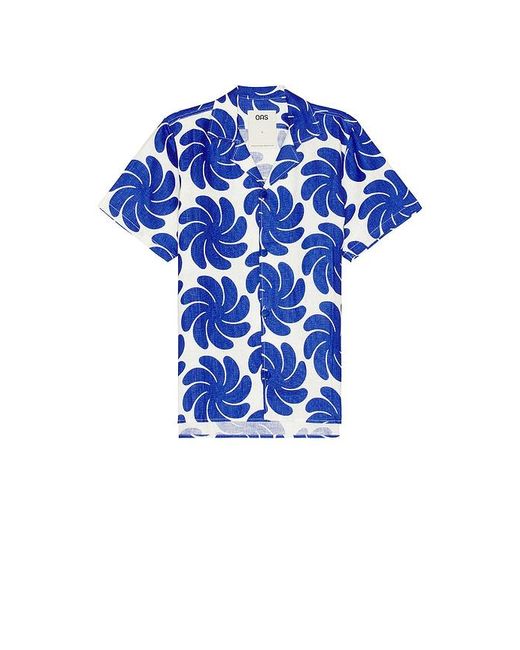 Oas Blue Nebula Cuba Linen Shirt for men