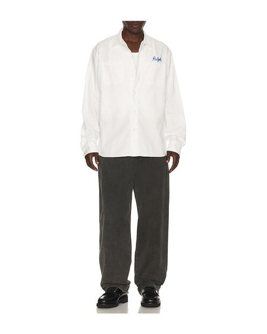 Polo Ralph Lauren White Long Sleeve Herringbone Chino Frank Work Shirt for men