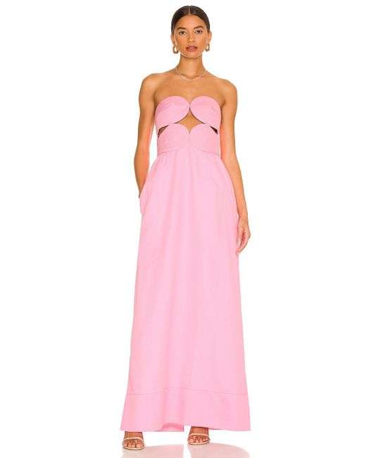 Adriana Degreas Pink Solid Strapless Matelasse Long Dress