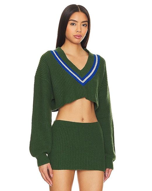 Champion Green X Danielle Guizio Crop Rib Knit Pullover Sweater