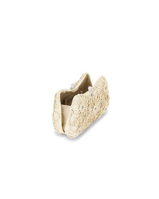 Emm Kuo Natural Gustavia Raffia Flower Clutch