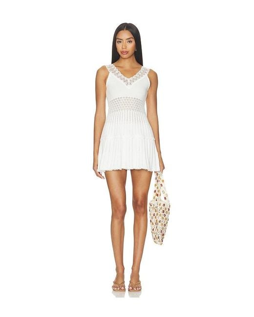 Tularosa White Janis Lace Pointelle Mini Dress