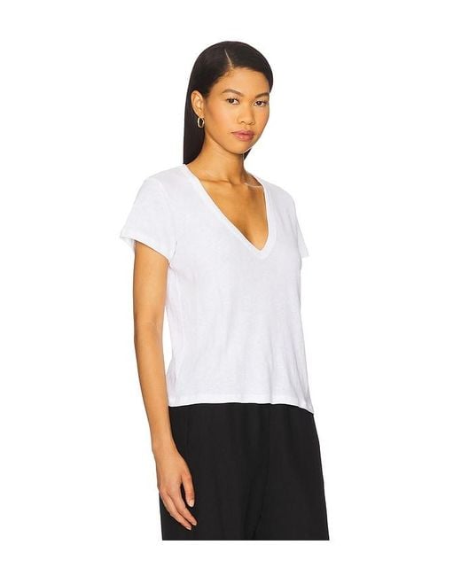 Leset White Laura V Neck Tee