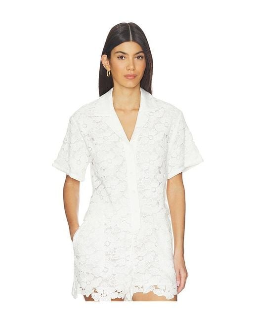 Jonathan Simkhai White Glenn Lace Camp Shirt
