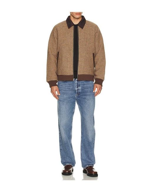 Central Park West Brown Plaid Bomber Jacket for men