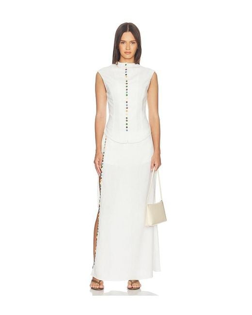 YELLOW THE LABEL White Quinn Linen Top