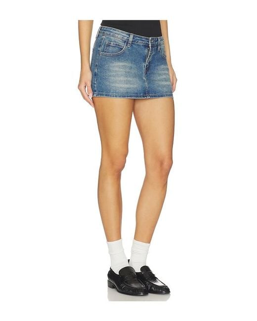 superdown Blue Lathan Denim Mini Skirt