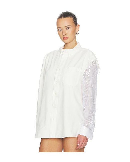 Area White Deconstructed Sequin Oxford Shirt