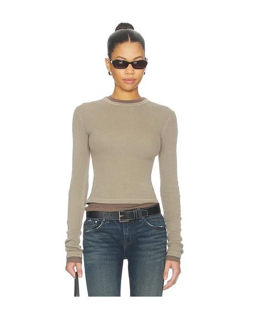 Citizens of Humanity Natural Pillar Waffle Crewneck Top