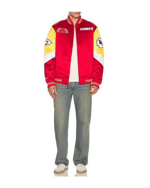 Mitchell & Ness Red Nfl Chiefs Throw It Back Heavyweight Satin Jacket for men