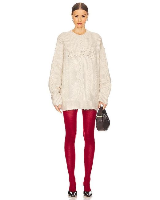 ROTATE BIRGER CHRISTENSEN Red Cable Knit Logo Sweater