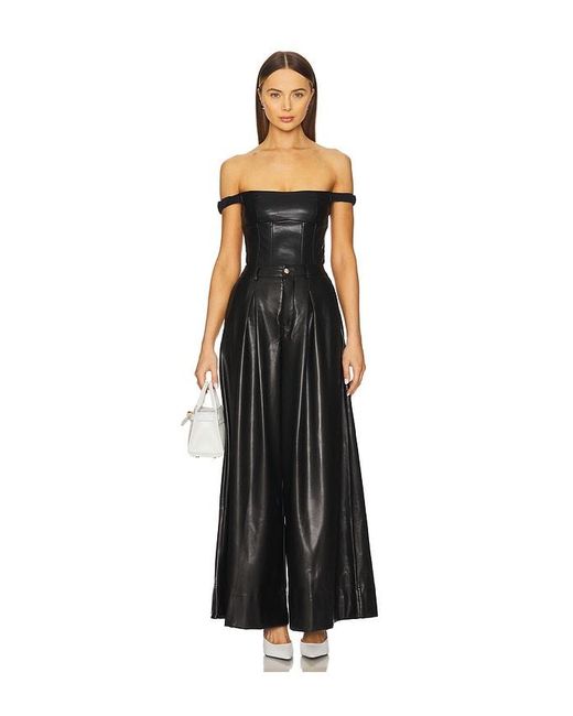 WeWoreWhat Black Off Shoulder Faux Leather Corset
