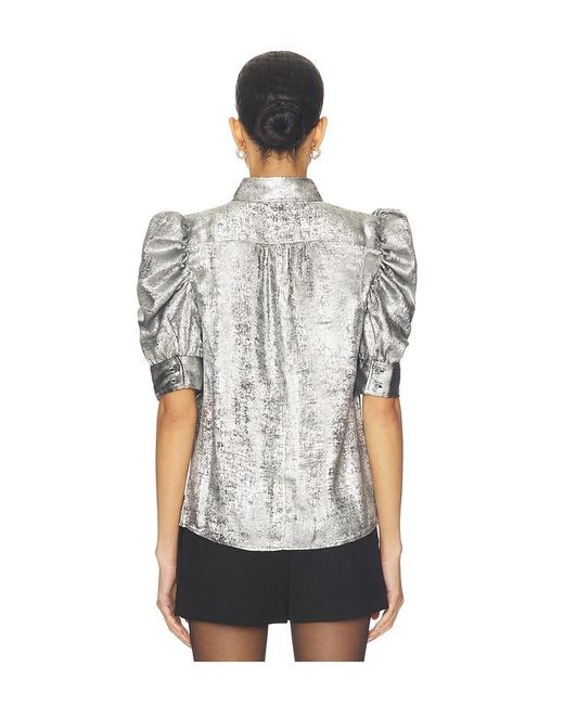 FRAME Gray The Shiny Gillian Blouse