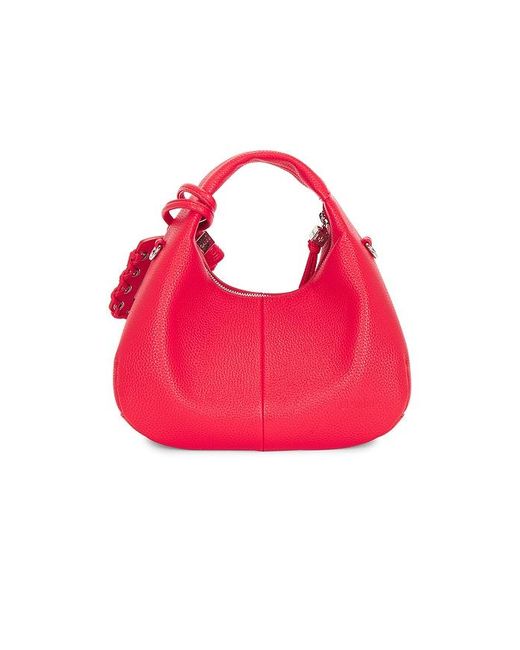 Ganni Red Hobo Mini Grained Bag