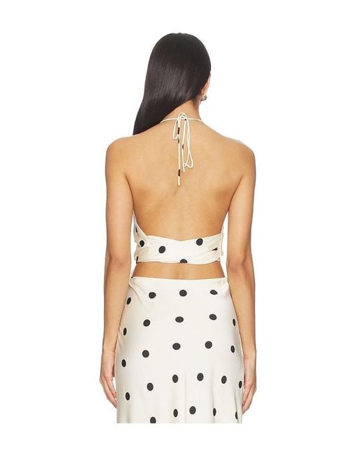 Bardot Natural Pheobe Satin Halter Tie Top