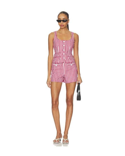 Cinq À Sept Pink Mini Gingham Denim Lovina Top