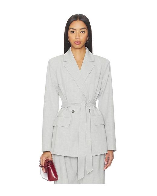 GOOD AMERICAN White Essential Suiting Belted Blazer