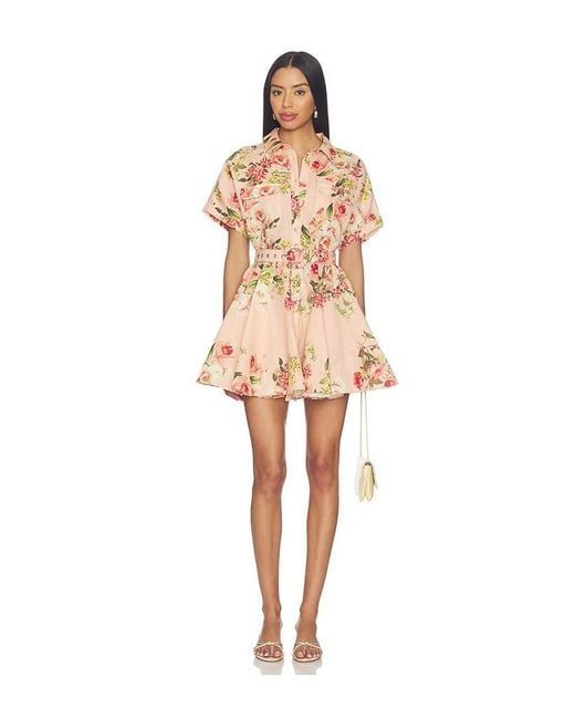 Hemant & Nandita Natural Short Dress With Buckle Belt