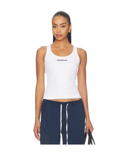 Casablanca Blue Ribbed Tank Top