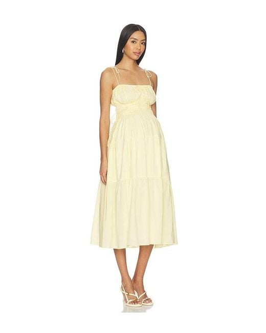 BUMPSUIT Natural Shirred Midi Poplin Dress