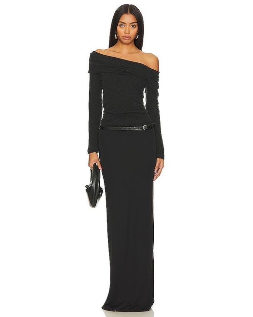 Enza Costa Black Cashmere One-Shoulder Top