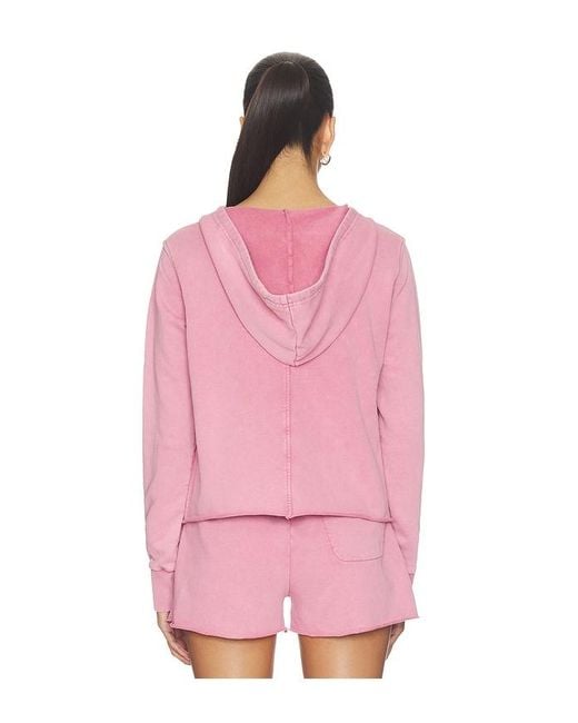 Bobi Pink Half Zip Crop Hoodie