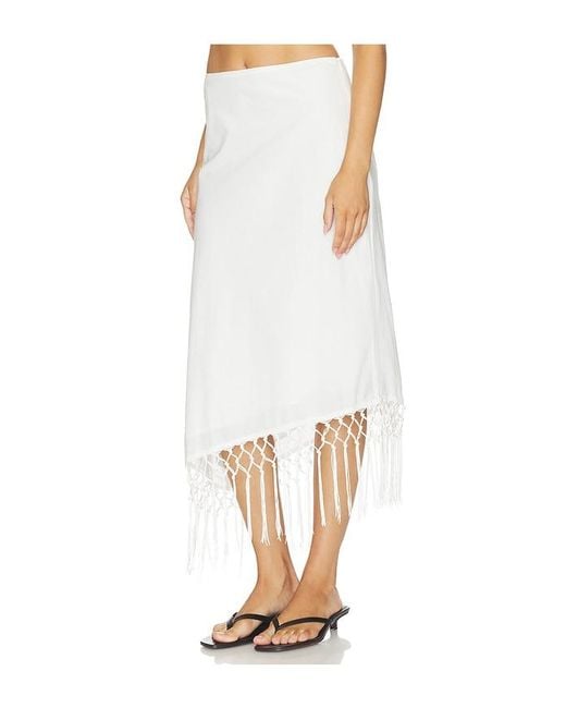 SNDY'S White Cascade Midi Skirt
