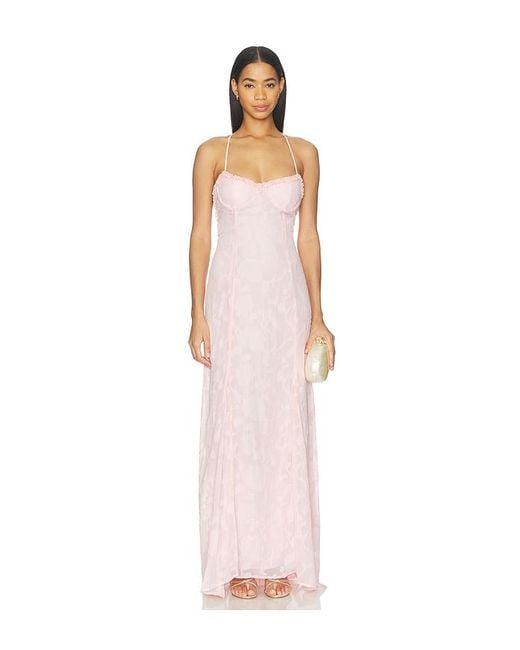 Runaway the Label White Ellerby Frill Trim Maxi Dress