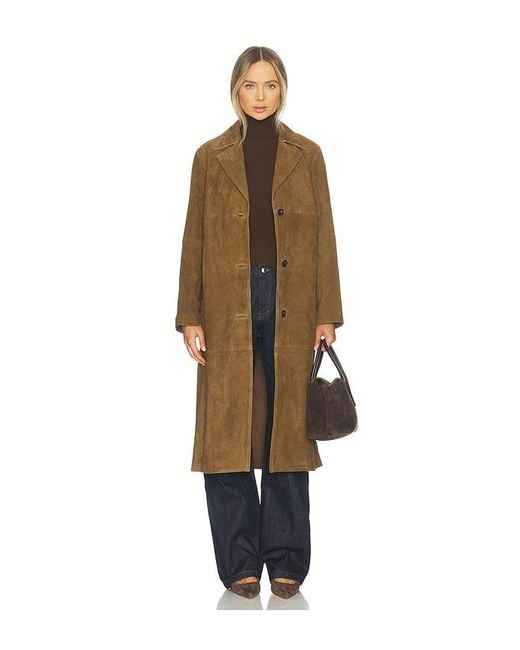 Vince Natural Suede Leather Long Coat
