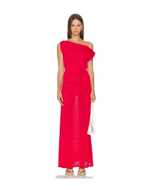 SNDY'S Red Cali Maxi Skirt