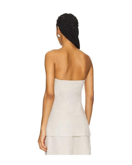 GRLFRND White Linen Strapless Tunic Top