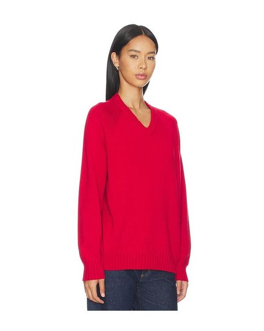 DONNI. Red The Cotton Knit V-Neck Sweater