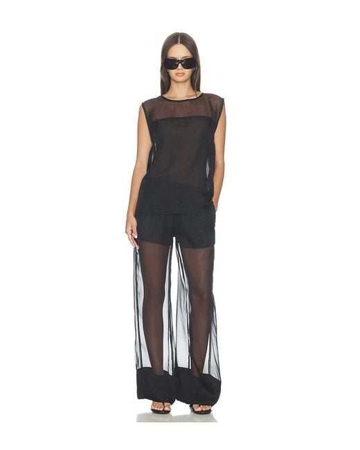 WeWoreWhat Black Pull On Sheer Trouser Pant