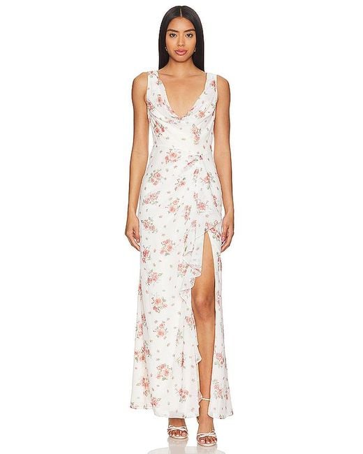 LPA White Liv Draped Maxi Dress
