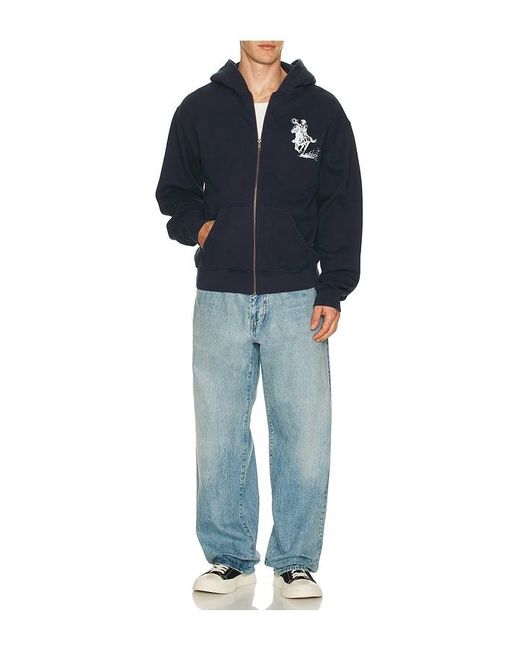 One Of These Days Blue Barbed Zip Up Hoodie for men