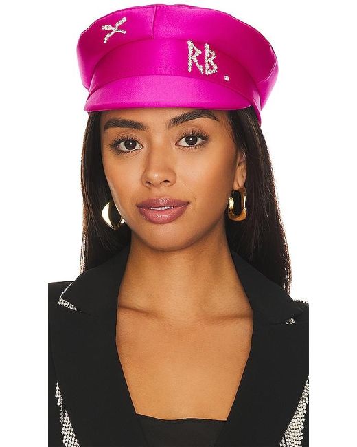 Ruslan Baginskiy Crystal-Embellished Satin Baker Boy Cap Purple