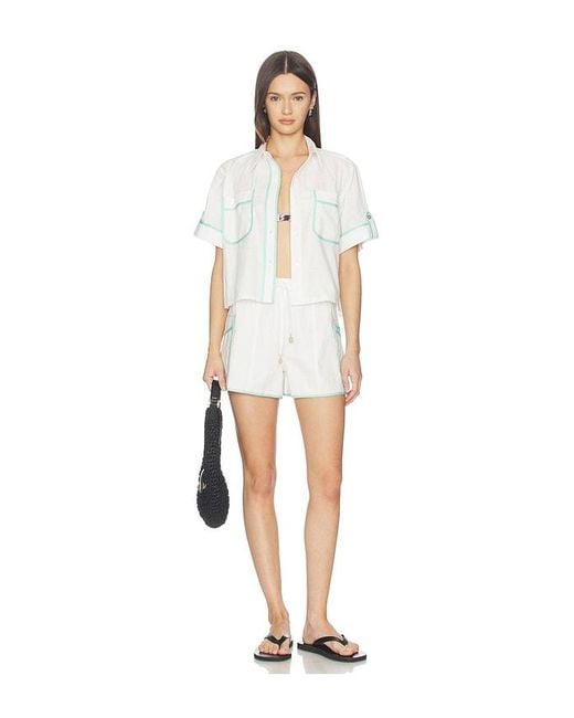 Kulani Kinis White Cropped Button Up Shirt